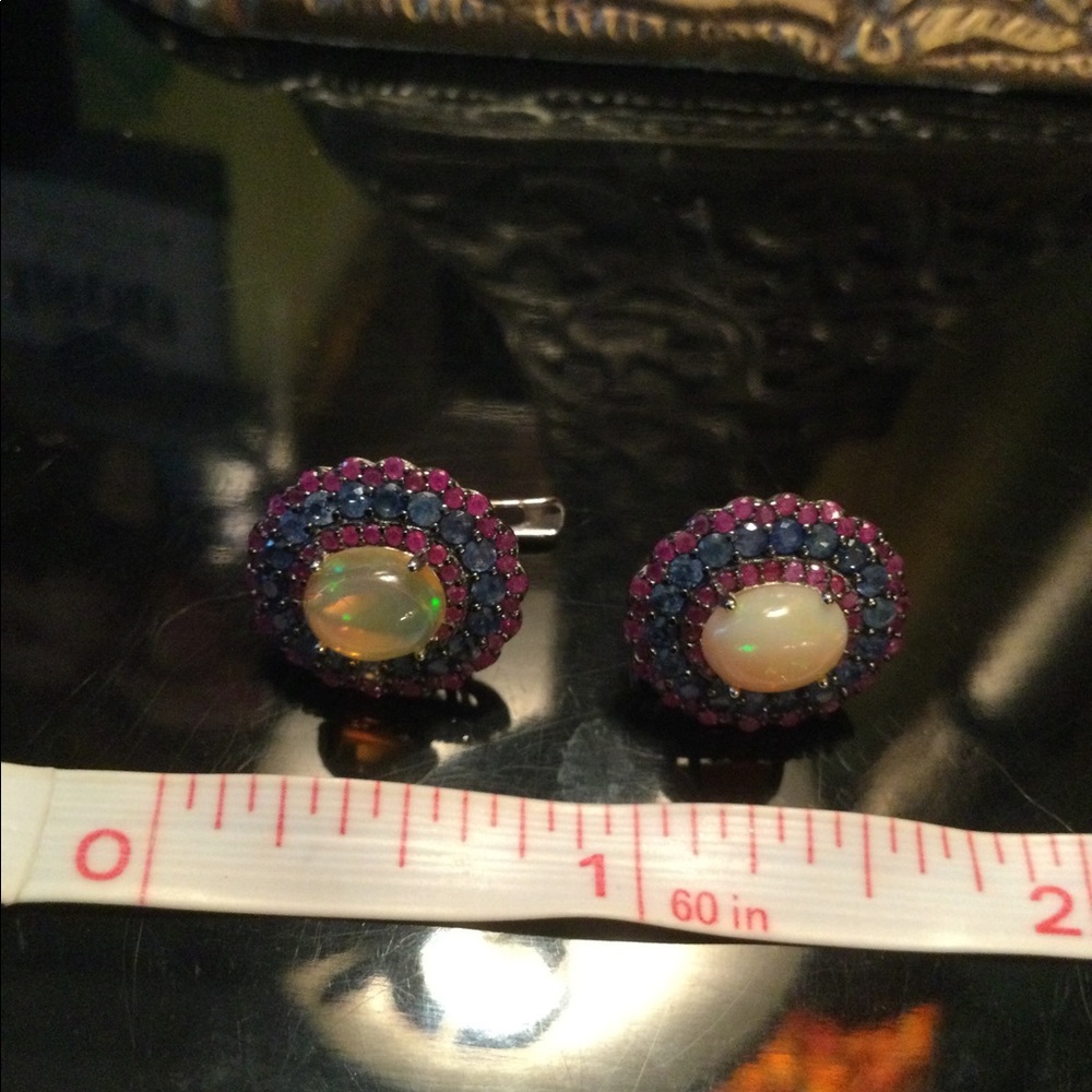 Exquisite Genuine Fiery  Opals with Sapphires & Rubies - Picture 5 of 7
